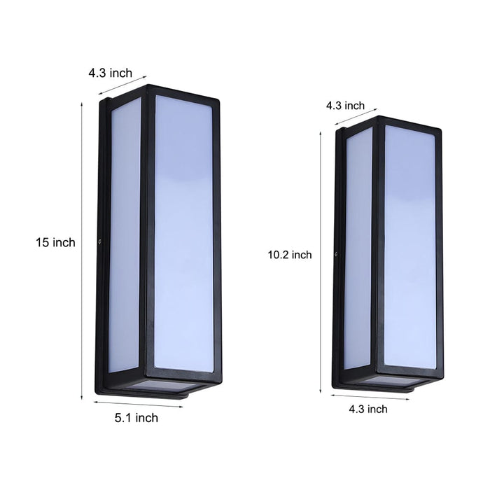 Rectangle LED Waterproof Motion Sensor Black Modern Wall Sconce Lighting