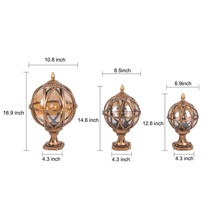 Round Glass E27 Waterproof European Style Outdoor Post Caps Lights