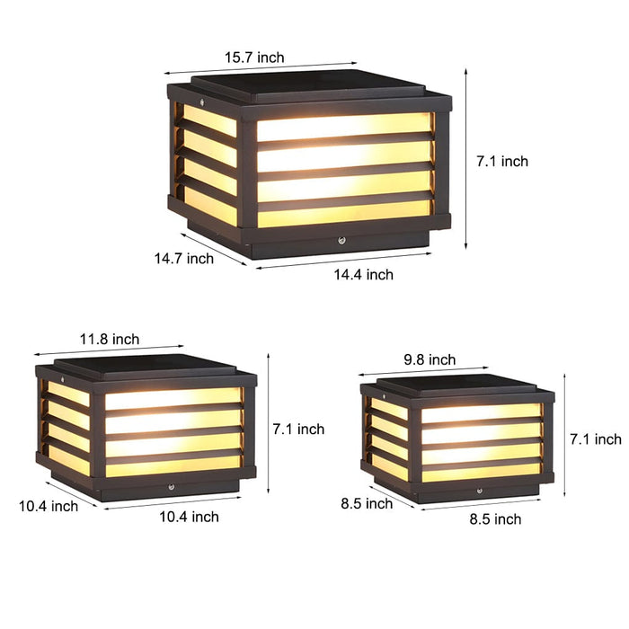 Square Waterproof LED Three Step Dimming Modern Solar Fence Post Lights