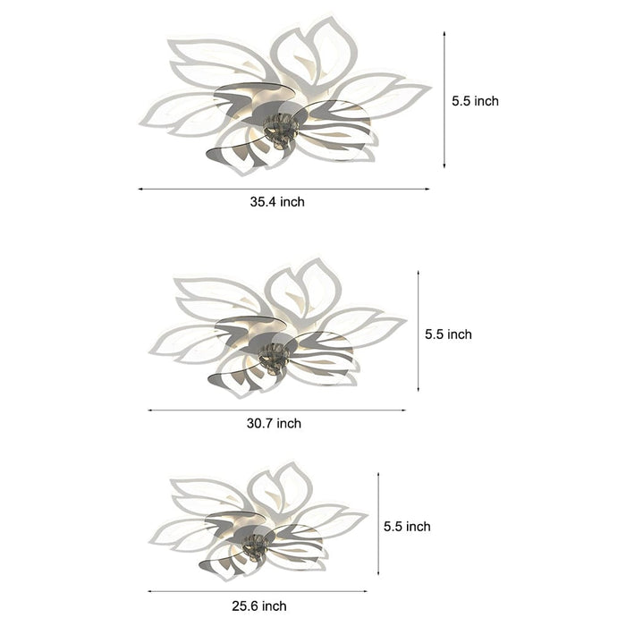 Flower Smart Silent Stepless Dimming LED Modern Ceiling Fan Light