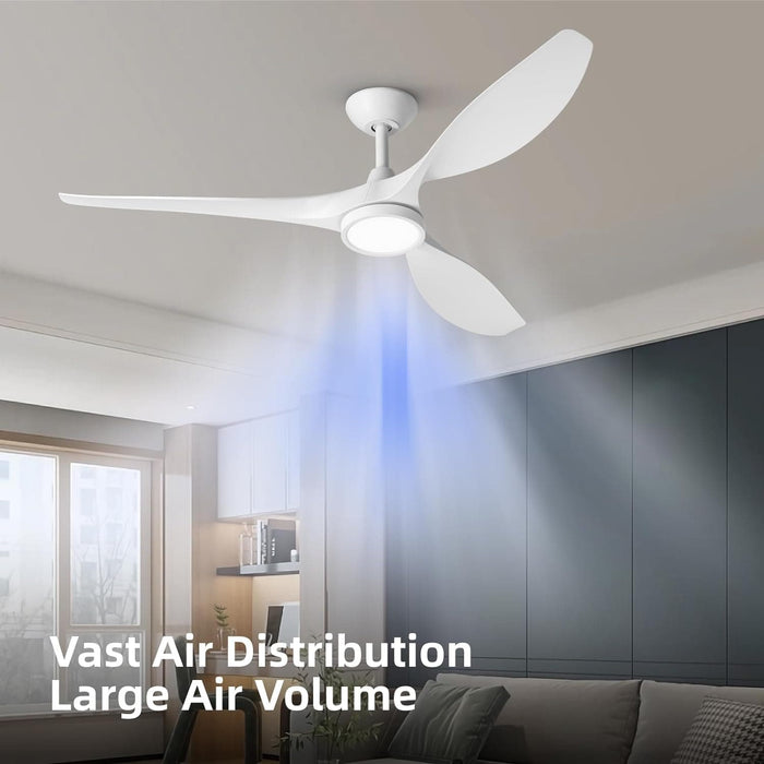Large Airflow 52 in. Modern Ceiling Fan with Quite Reversible DC Ceiling Fan Temperature LED Light White, Ceiling Fans with Lights-4-ErisView