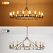 Large Farmhouse Wagon Wheel Chandelier, Rustic Hanging Ceiling Fixture for Dining Room Kitchen Living Room Bedroom-Light turn on/off-ErisView