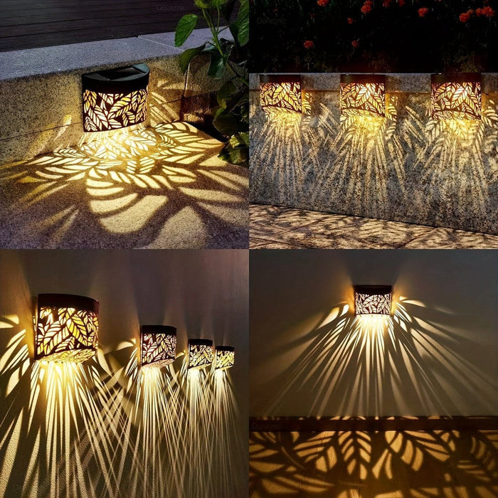 Leaf-Shaped Solar Outdoor Wall Light, Waterproof Wall-Mounted Outdoor Lamp for Deck Garden Patio Porch Holiday Decoration-ErisView
