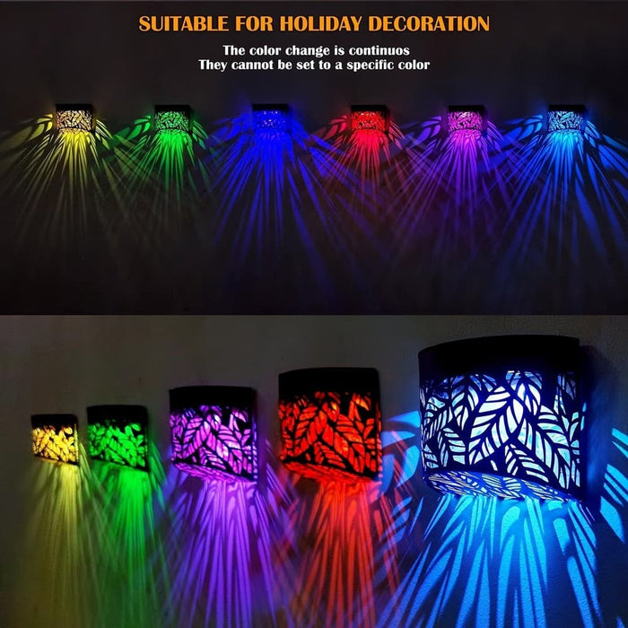 Leaf-Shaped Solar Outdoor Wall Light, Waterproof Wall-Mounted Outdoor Lamp for Deck Garden Patio Porch Holiday Decoration-ErisView