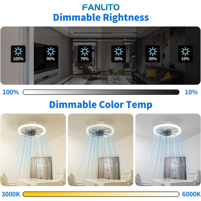 Light Socket Fan with Remote, Dimmable Screw In Socket Fan Light, Modern Fan with Light, Small Flush Mount Low Ceiling Fan for Bedroom Living Room Kitchen-4-ErisView