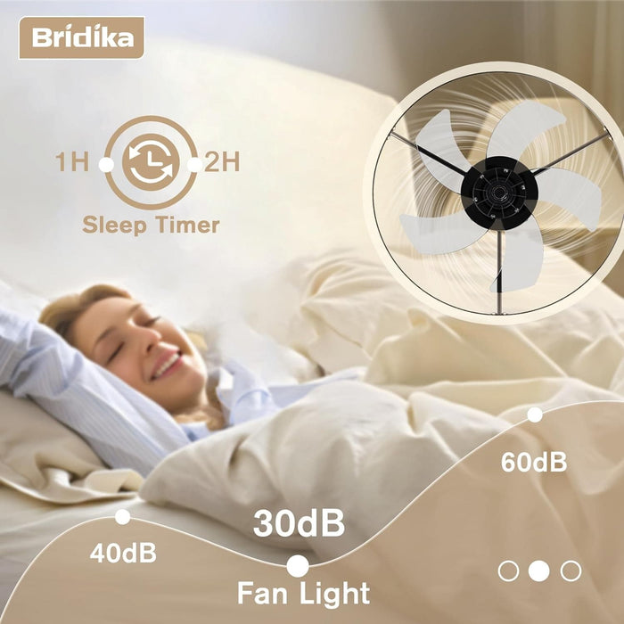 Low Ceiling Fan and Light, Modern Fan with Light, Flush Mount Bladeless Remote Control Ceiling Fans, LED Black Ceiling Fan with Light, Bedroom Ceiling Fan-4-ErisView