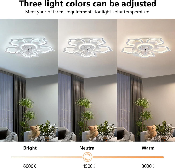 Low Profile Ceiling Fan and Light, Modern Dimmable Flower Ceiling Fan with Remote APP Control-11-ErisView