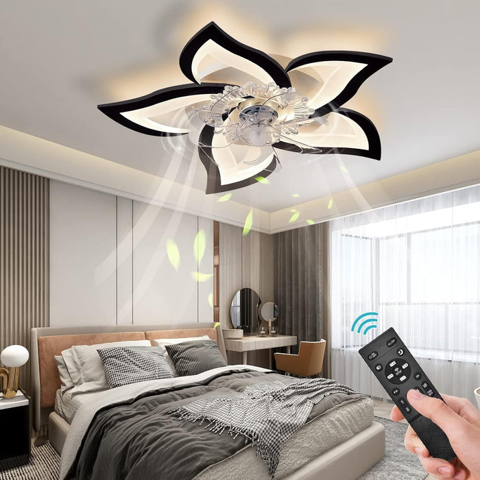 Low Profile Ceiling Fan and Light, Modern Dimmable Flower Ceiling Fan with Remote APP Control-28-ErisView