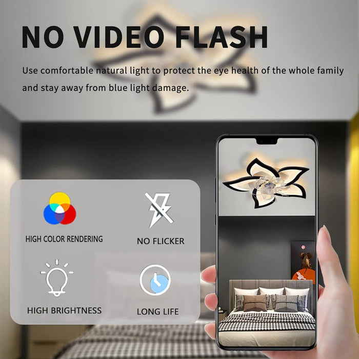 Low Profile Ceiling Fan and Light, Modern Dimmable Flower Ceiling Fan with Remote APP Control-31-ErisView