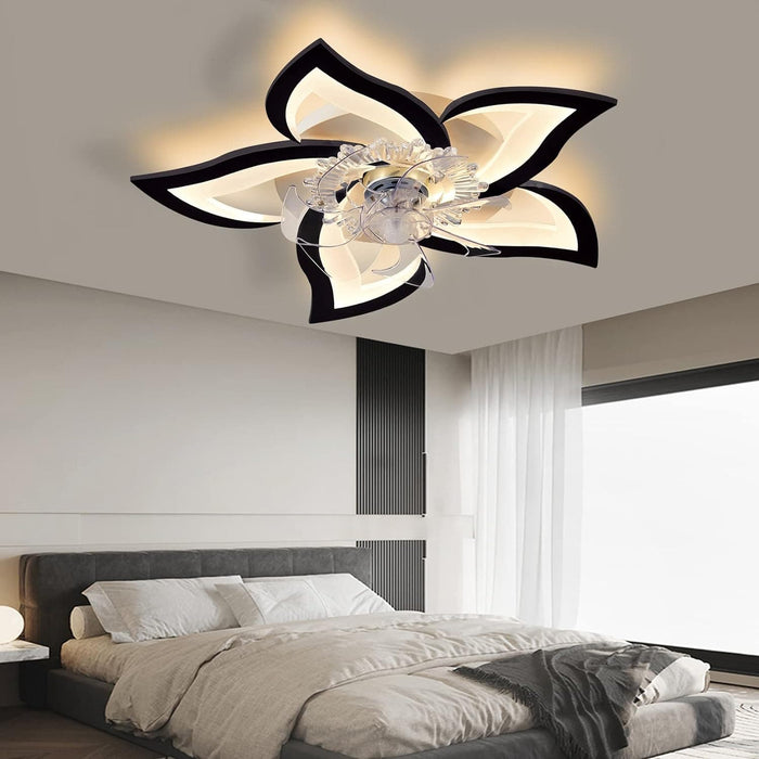 Low Profile Ceiling Fan and Light, Modern Dimmable Flower Ceiling Fan with Remote APP Control-33-ErisView