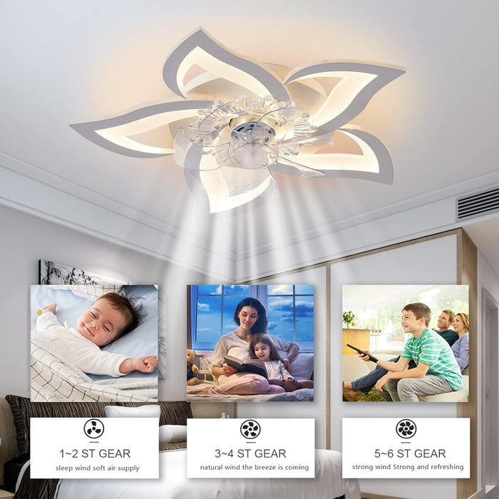 Low Profile Ceiling Fan and Light, Modern Dimmable Flower Ceiling Fan with Remote APP Control-4-ErisView