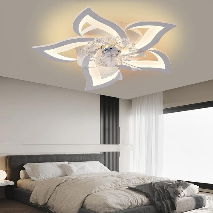 Low Profile Ceiling Fan and Light, Modern Dimmable Flower Ceiling Fan with Remote APP Control-7-ErisView