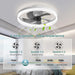 Low Profile Ceiling Fan with Light, Flush Mount Remote Control Fan, White Reversible Noiseless Dimmable Fandelier for Bedroom, Chandelier Ceiling Fan-5-ErisView