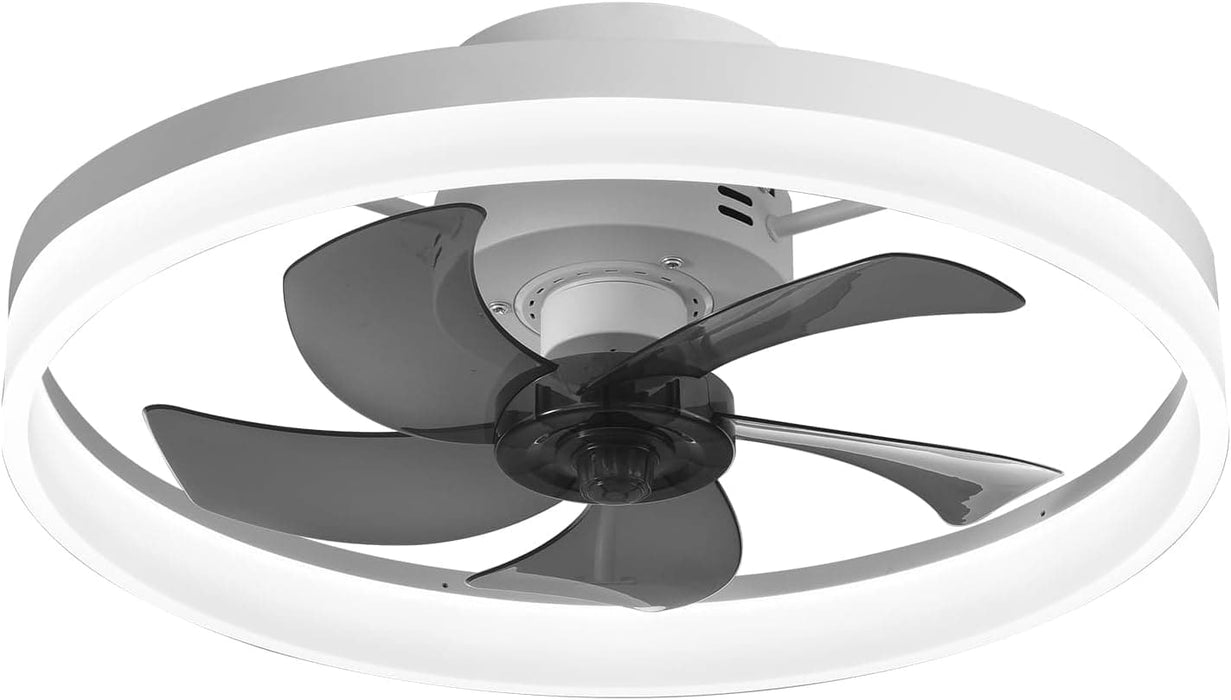 Low Profile Ceiling Fan with Light, Flush Mount Remote Control Fan, White Reversible Noiseless Dimmable Fandelier for Bedroom, Chandelier Ceiling Fan-8-ErisView