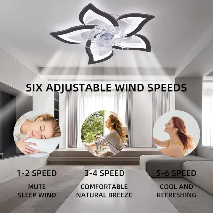 Low Profile Ceiling Fan with Light, Modern Dimmable Flower Ceiling Fan with Remote APP Control, Bedroom Ceiling Fans, Children's Room Ceiling Fan-4-ErisView