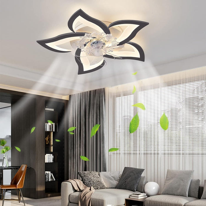 Low Profile Ceiling Fan with Light, Modern Dimmable Flower Ceiling Fan with Remote APP Control, Bedroom Ceiling Fans, Children's Room Ceiling Fan-7-ErisView