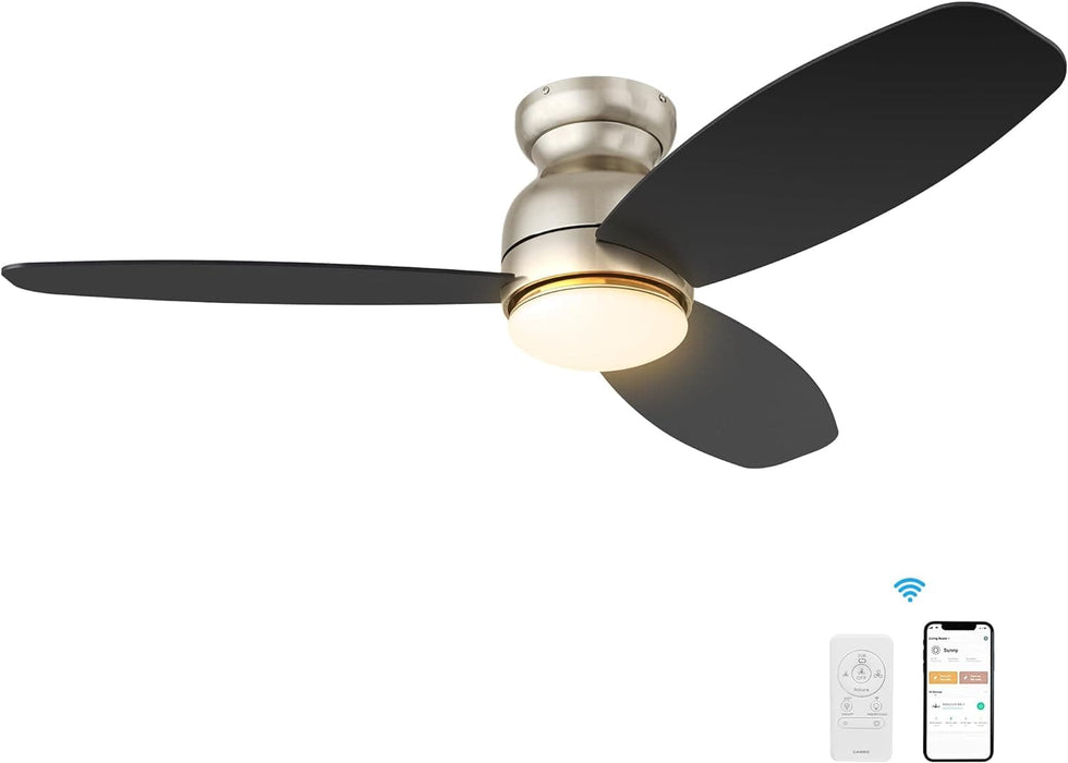 Low Profile Ceiling Fan with Light, Smart Fans with Remote, Works with Alexa Siri Google Home and APP, Dark Walnut Dimmable Flush Mount Ceiling Fan-8-ErisView