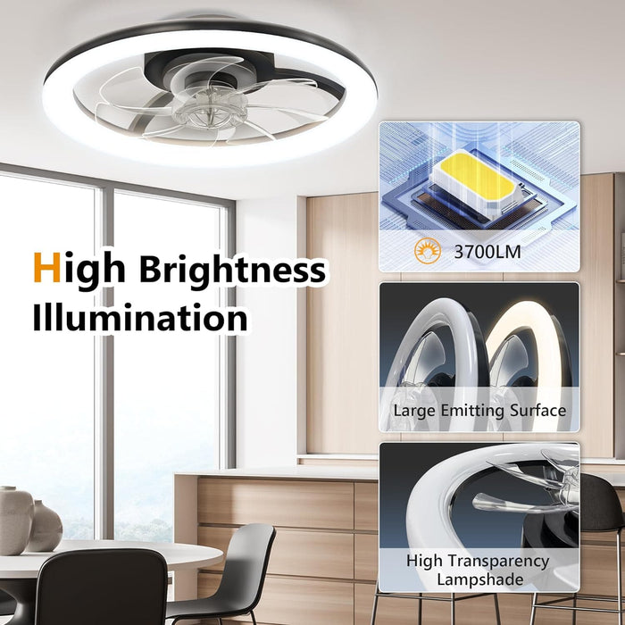 Low Profile Ceiling Fan with Light and Remote, Dimmable Flush Mount Quiet Ceiling Fans for Bedroom Living Room-10-ErisView