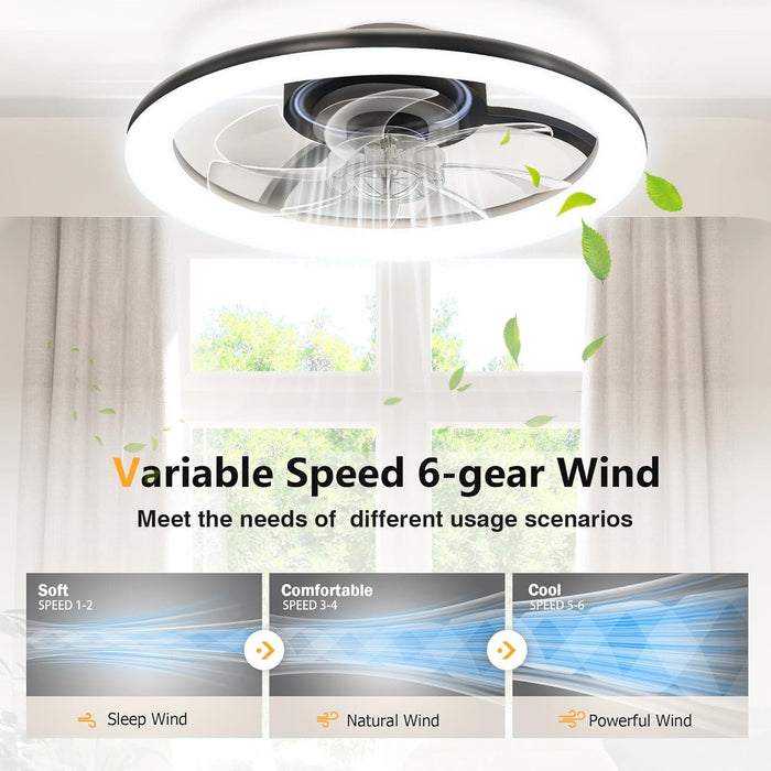 Low Profile Ceiling Fan with Light and Remote, Dimmable Flush Mount Quiet Ceiling Fans for Bedroom Living Room-12-ErisView