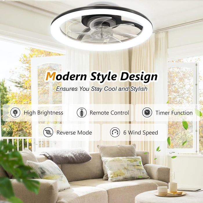 Low Profile Ceiling Fan with Light and Remote, Dimmable Flush Mount Quiet Ceiling Fans for Bedroom Living Room-14-ErisView