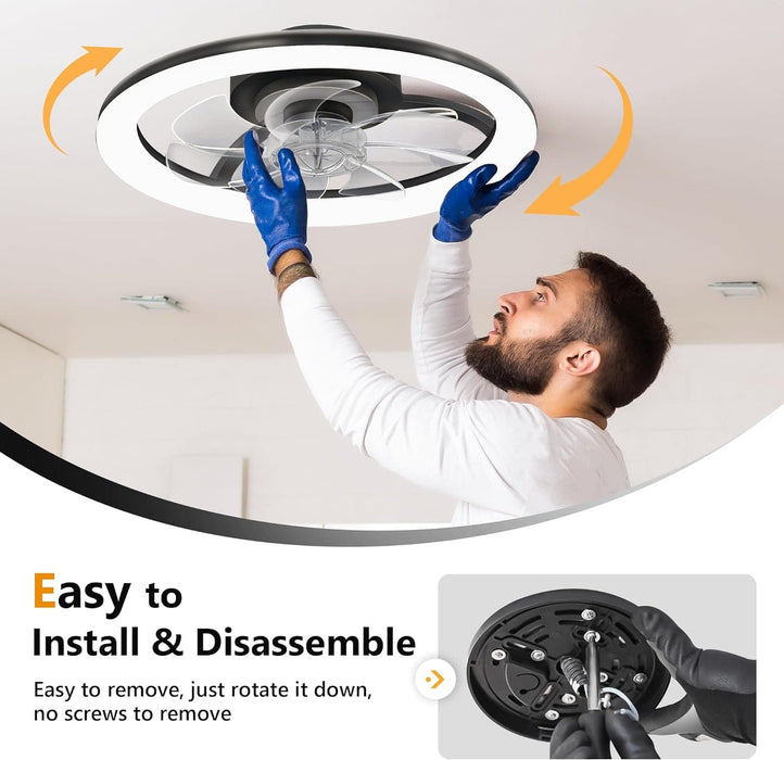 Low Profile Ceiling Fan with Light and Remote, Dimmable Flush Mount Quiet Ceiling Fans for Bedroom Living Room-16-ErisView