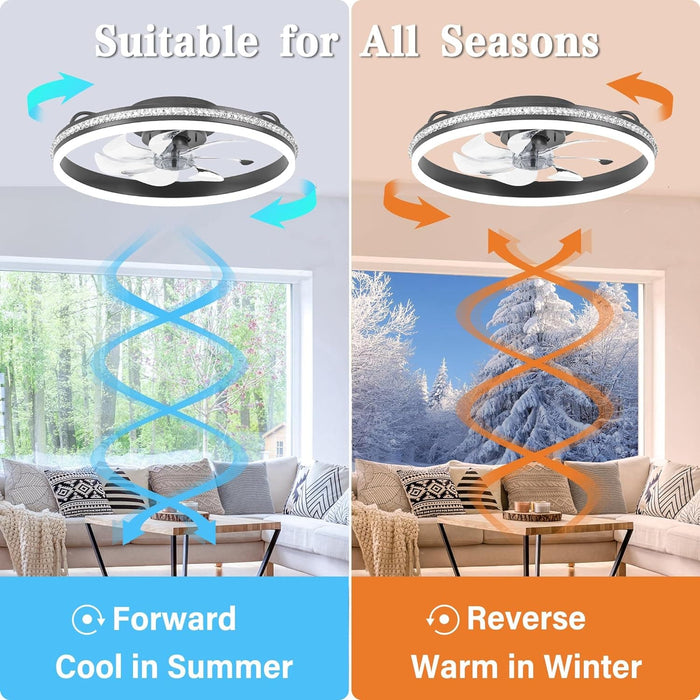 Low Profile Ceiling Fan with Light and Remote, Dimmable Flush Mount Quiet Ceiling Fans for Bedroom Living Room-5-ErisView
