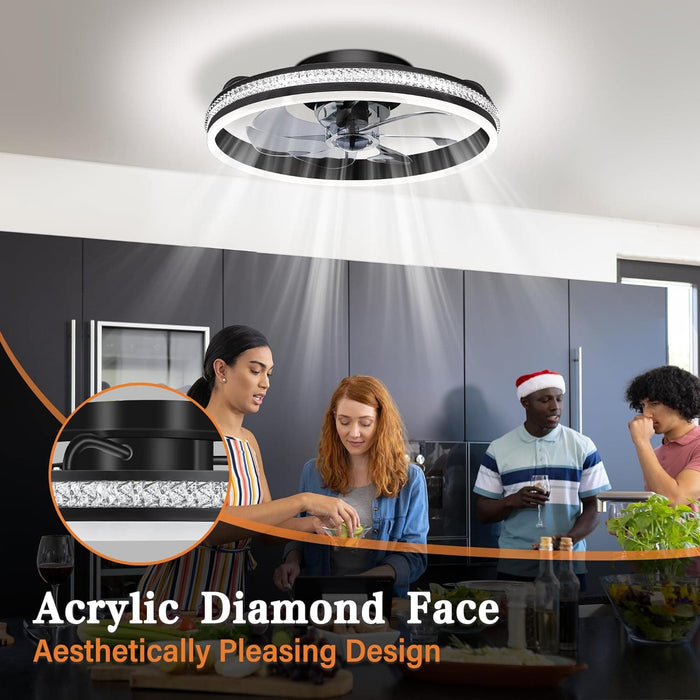 Low Profile Ceiling Fan with Light and Remote, Dimmable Flush Mount Quiet Ceiling Fans for Bedroom Living Room-6-ErisView