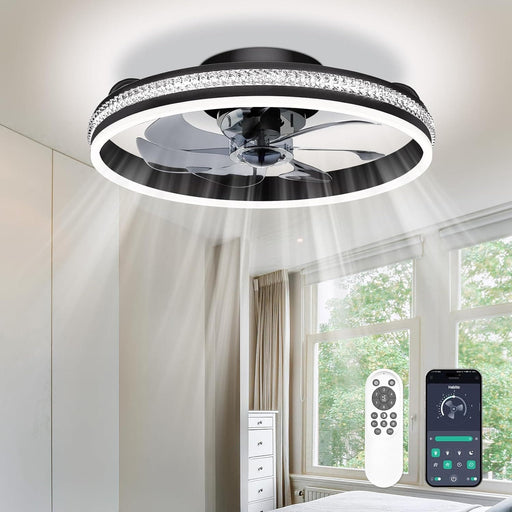 Low Profile Ceiling Fan with Light and Remote, Dimmable Flush Mount Quiet Ceiling Fans for Bedroom Living Room-1-ErisView