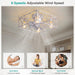 Low Profile Ceiling Fan with Lights, Flush Mount Square Caged Chandelier Fan with Remote Control, White Caged Enclosed Ceiling Fandelier for Bedroom-5-ErisView