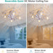 Low Profile Ceiling Fan with Lights, Flush Mount Square Caged Chandelier Fan with Remote Control, White Caged Enclosed Ceiling Fandelier for Bedroom-7-ErisView