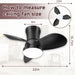 Low Profile Flush Mount Remote Control Ceiling Fan and Light, Small Black Indoor Modern Fan for Bedroom Kitchen, Outdoor Ceiling Fan for Patio Garage-6-ErisView