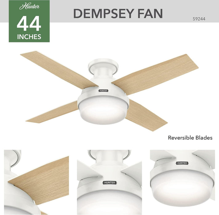 Low Profile Indoor Ceiling Fan with LED Light and Remote Control, Metal Blade Fan, Hugger Ceiling Fans-2-ErisView