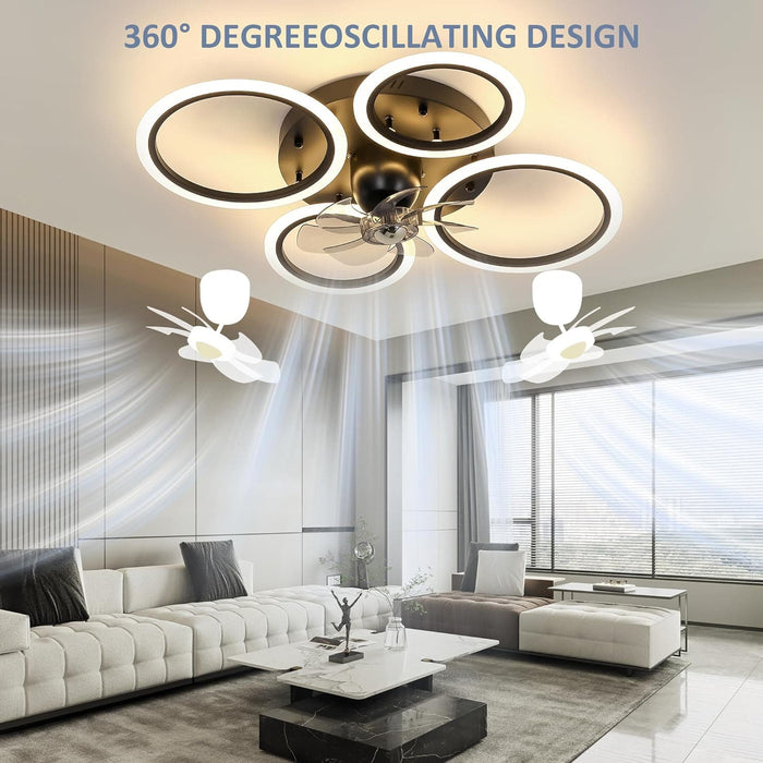 Low Profile Oscillating Ceiling Fan, Flush Mount Ceiling Fan with Light and Remote Control, Living Room Dining Room Kitchen Ceiling Fans for Low Ceiling -2-ErisView