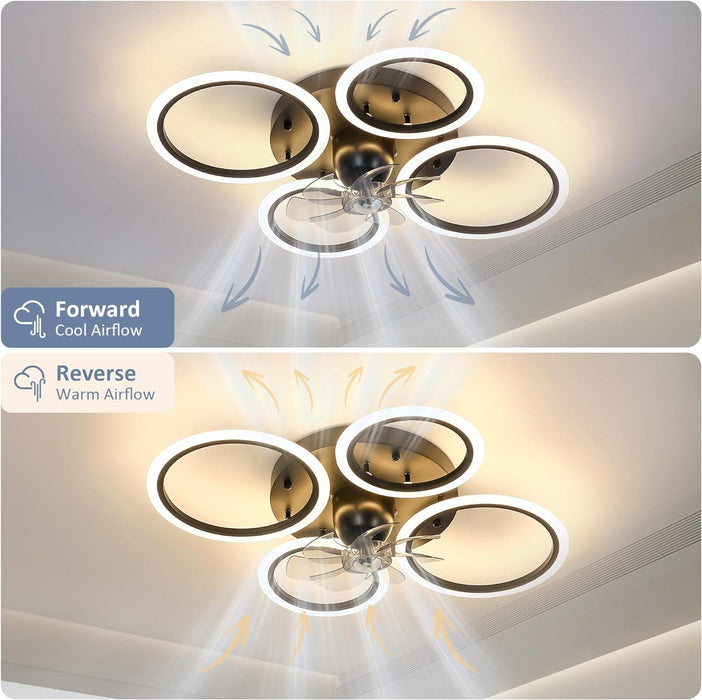 Low Profile Oscillating Ceiling Fan, Flush Mount Ceiling Fan with Light and Remote Control, Living Room Dining Room Kitchen Ceiling Fans for Low Ceiling -6-ErisView