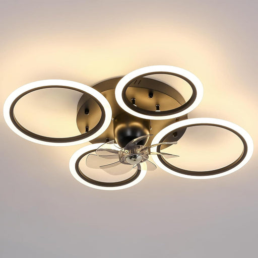 Low Profile Oscillating Ceiling Fan, Flush Mount Ceiling Fan with Light and Remote Control, Living Room Dining Room Kitchen Ceiling Fans for Low Ceiling -1-ErisView