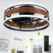 Low Profile Recessed Ceiling Fan with Light, Modern Ceiling Fan with Remote Control, Small 2 Circle LED Light Bladeless Black Ceiling Fan-2-ErisView