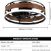Low Profile Recessed Ceiling Fan with Light, Modern Ceiling Fan with Remote Control, Small 2 Circle LED Light Bladeless Black Ceiling Fan-3-ErisView
