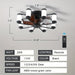 Low Profile Ceiling Fan with 8 LED Lights, Dimmable Ceiling Fan with Remote Control, Black and White LED Ceiling Fan Light-Dimension-ErisView