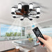 Low Profile Ceiling Fan with 8 LED Lights, Dimmable Ceiling Fan with Remote Control, Black and White LED Ceiling Fan Light-ErisView