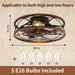 Matte Black Caged Bladeless Ceiling Fan with Light and Remote, Low Profile Modern Enclosed Ceiling Fan Winter Summer-5-ErisView
