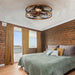 Matte Black Caged Bladeless Ceiling Fan with Light and Remote, Low Profile Modern Enclosed Ceiling Fan Winter Summer-8-ErisView