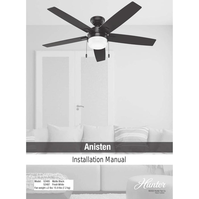 Matte Black Ceiling Fan, Hugger Ceiling Fans, Home Ceiling Fan-15-ErisView