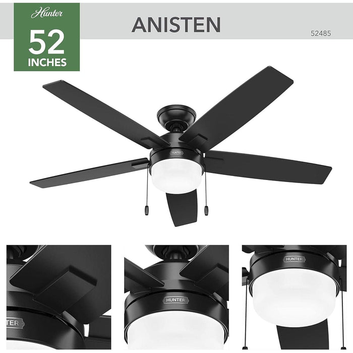 Matte Black Ceiling Fan, Hugger Ceiling Fans, Home Ceiling Fan-2-ErisView