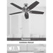 Matte Black Ceiling Fan, Mid Century Modern Ceiling Fan, Low Profile Ceiling Fan NO Light-13-ErisView