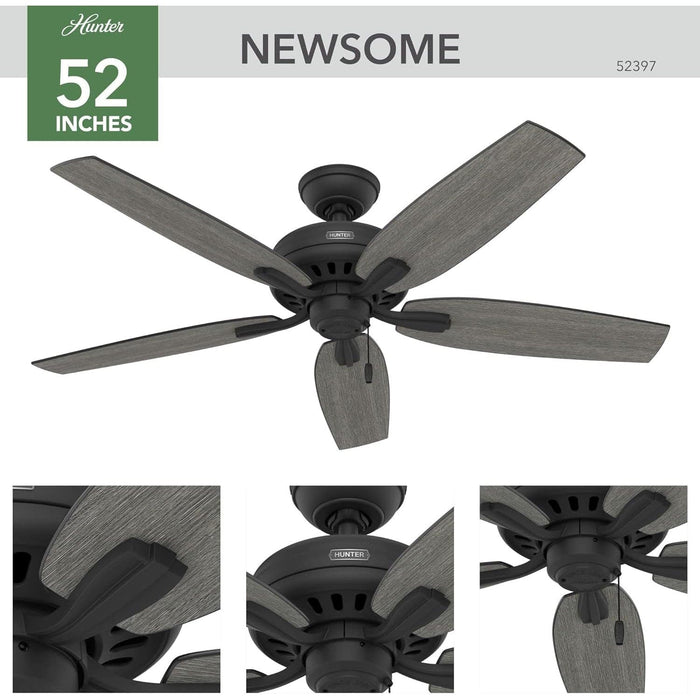 Matte Black Ceiling Fan, Mid Century Modern Ceiling Fan, Low Profile Ceiling Fan NO Light-2-ErisView