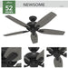 Matte Black Ceiling Fan, Mid Century Modern Ceiling Fan, Low Profile Ceiling Fan NO Light-2-ErisView