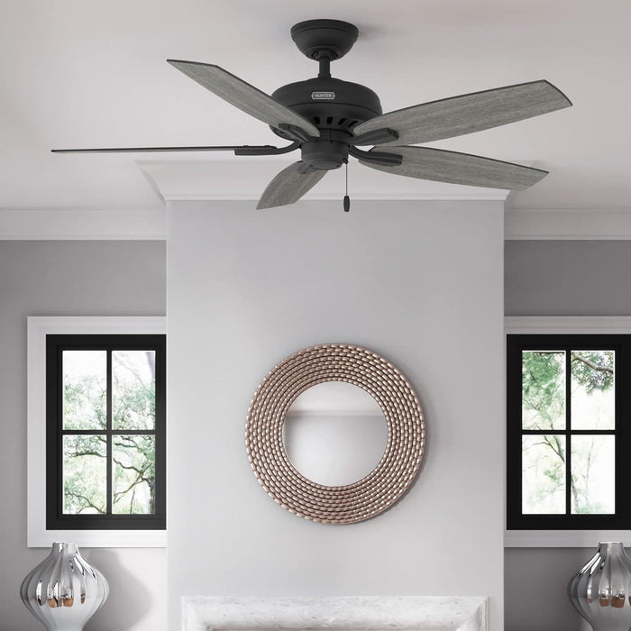 Matte Black Ceiling Fan, Mid Century Modern Ceiling Fan, Low Profile Ceiling Fan NO Light-4-ErisView