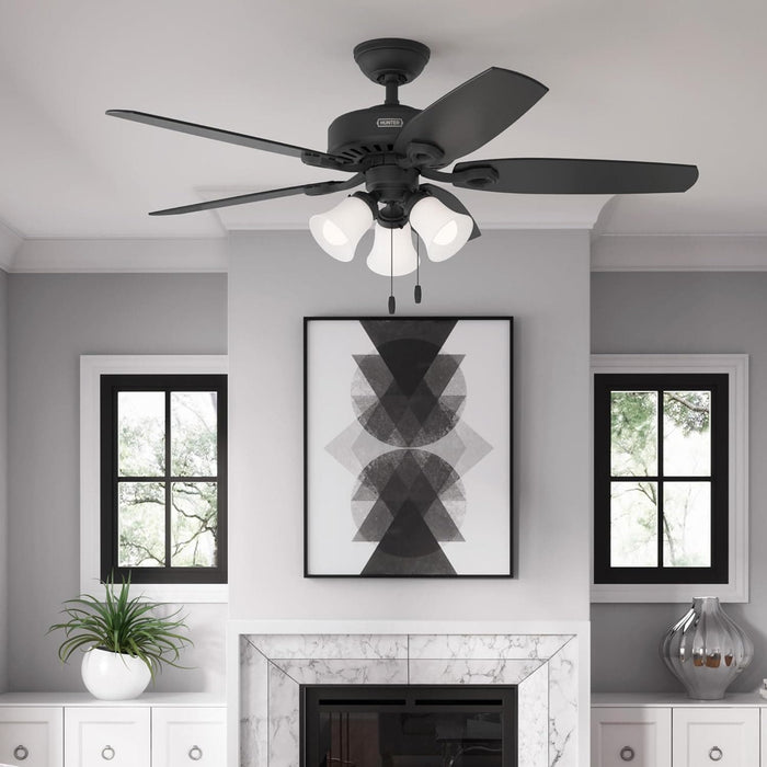Matte Black Ceiling Fan with LED Light Kit and Pull Chain, Ceiling Hugger Ceiling Fan with Light-4-ErisView