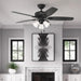 Matte Black Ceiling Fan with LED Light Kit and Pull Chain, Ceiling Hugger Ceiling Fan with Light-4-ErisView