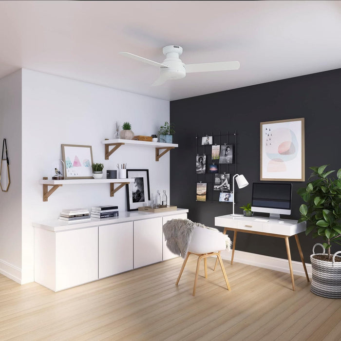 Matte White Ceiling Fan with Remote, Ceiling Hugger Ceiling Fans-3-ErisView